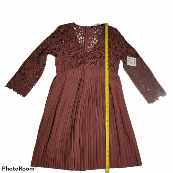 ZARA Pleated Contrast Lace Dress Size SMALL - Picture 6 of 15